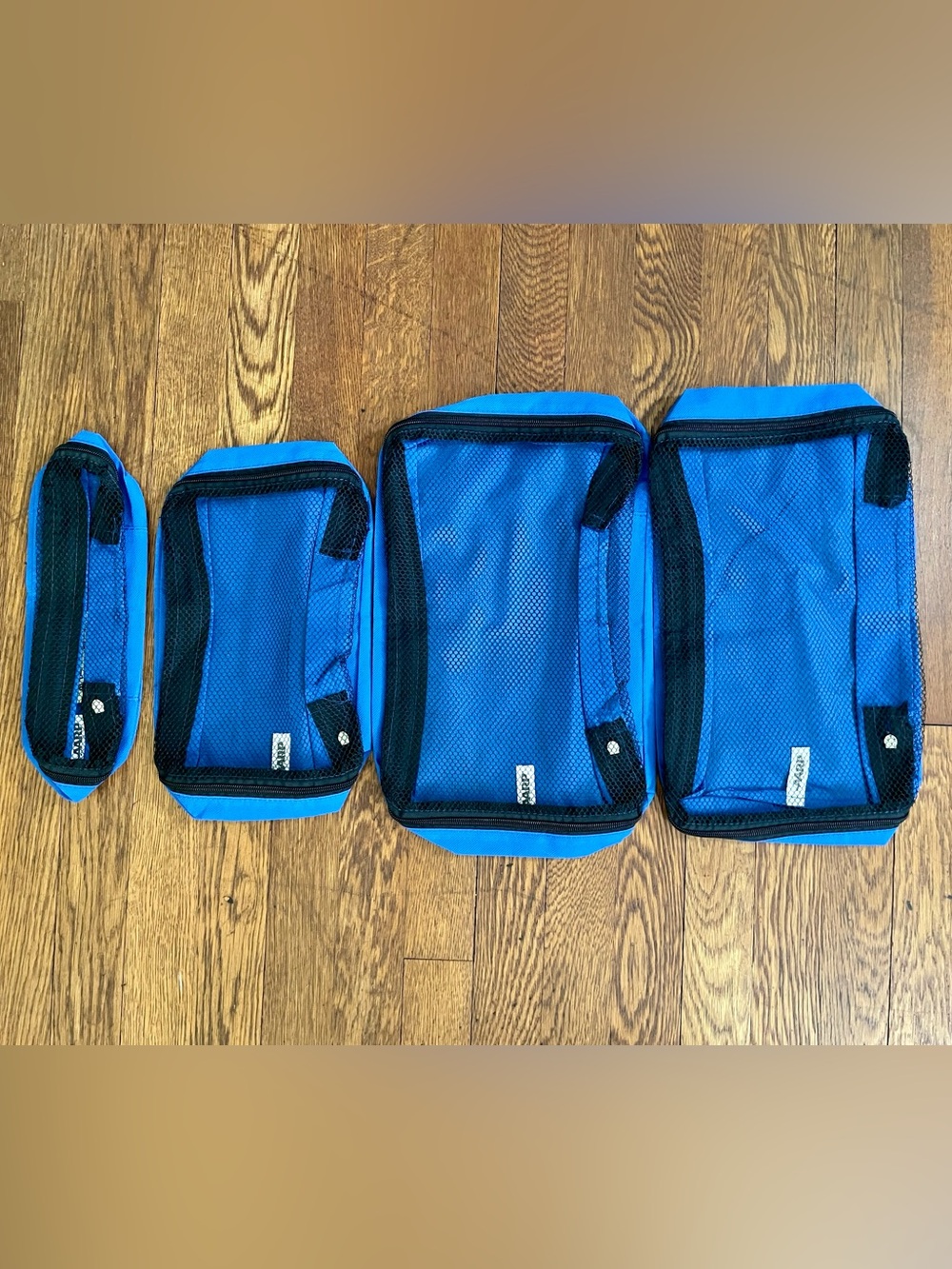 NEW 4-piece Polyester & Mesh Blue Luggage Organizer Travel Packing Cube Set